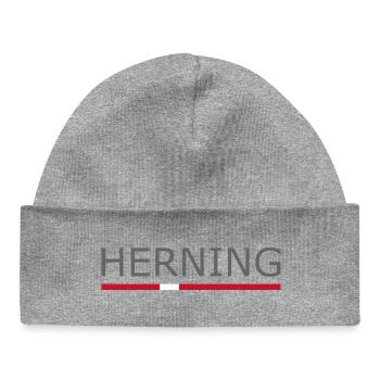 Herning - Denmark Flag - Dänemark - Skandinavien - Baby Organic Mütze - Grau meliert - Vorne