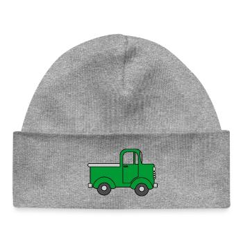Camion vert joyeux, voiture jouet - Bonnet bébé bio - gris chiné - Devant