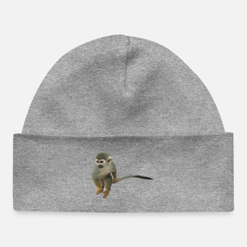 singe - Bonnet bébé bio - gris chiné