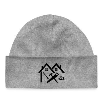 Logo charpentier maison scie à ciseau et raboteuse - Bonnet bébé bio - gris chiné - Devant