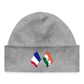 Drapeau de la France et drapeau de l’Inde - Bonnet bébé bio - gris chiné - Devant
