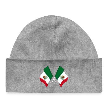 Deux drapeaux croisés du Mexique - Bonnet bébé bio - gris chiné - Devant