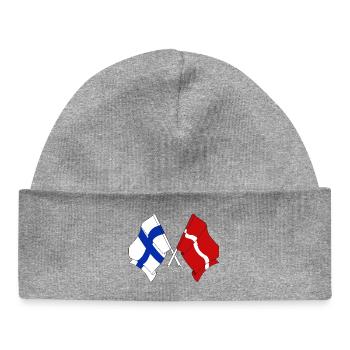 Drapeau Finlande, drapeau Lettonie - Bonnet bébé bio - gris chiné - Devant