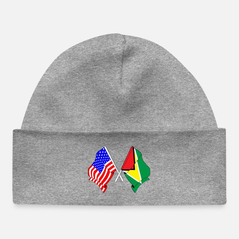 Drapeau des États-Unis et drapeau de la Guyane - Bonnet bébé bio - gris chiné