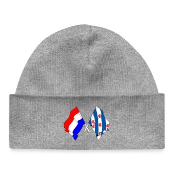 Drapeau des Pays-Bas, Frise croisé - Bonnet bébé bio - gris chiné - Devant