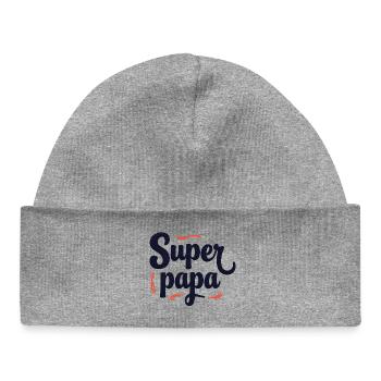 Super papa script couture - Bonnet bébé bio - gris chiné - Devant