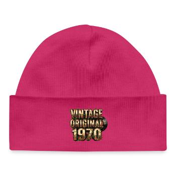 Vintage Original 1970s with Vinyl - Baby Organic Beanie - hot pink - Front