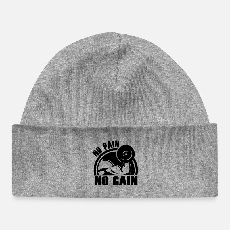 no pain no gain - Bonnet bébé bio - gris chiné