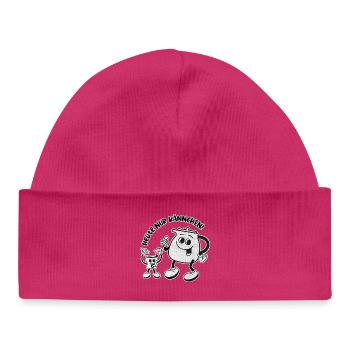 Heute nur Kännchen. Wird ein harter Tag – RETRO - Baby Organic Mütze - hot Pink - Vorne