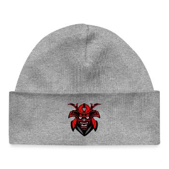 Menpō Mask – Red Black Samurai Style - Baby Organic Beanie - heather grey - Front