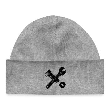 Écrou de boulon et clé - Bonnet bébé bio - gris chiné - Devant