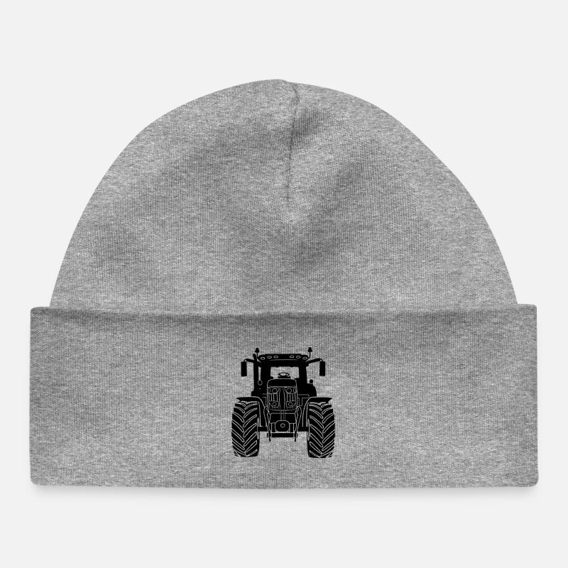 Vue de face d’un tracteur agricole - Bonnet bébé bio - gris chiné