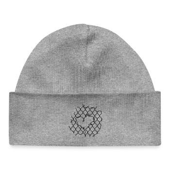 Cœur en treillis métallique - Bonnet bébé bio - gris chiné - Devant