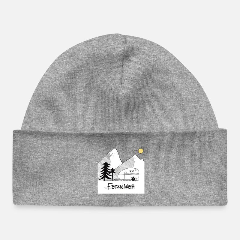 Wanderlust - avec la caravane dans les montagnes - Bonnet bébé bio - gris chiné