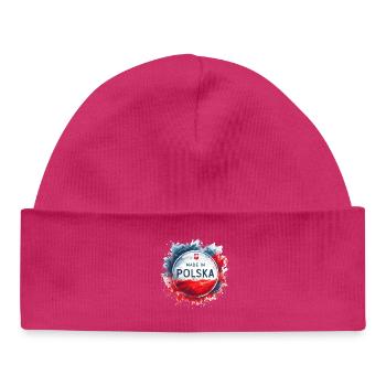 Made in Polska Poland Polish Red White Gift - Baby Organic Beanie - hot pink - Front