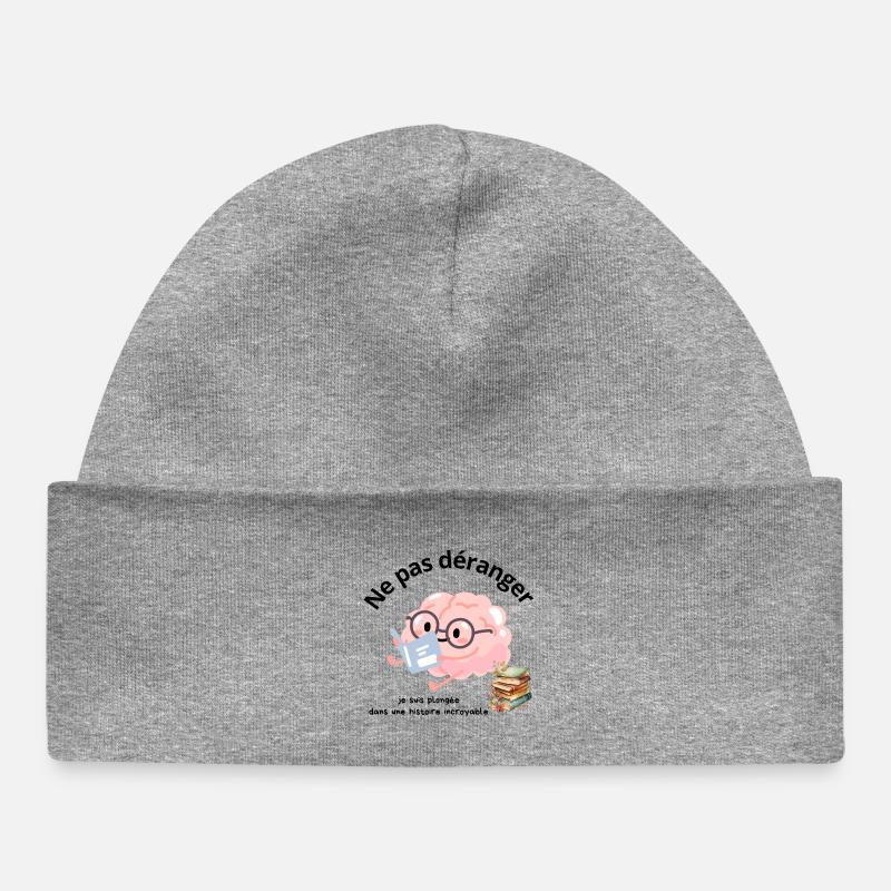 Ne pas déranger lecture - Bonnet bébé bio - gris chiné