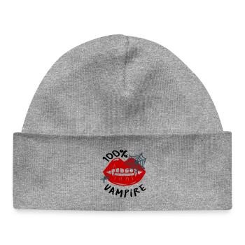 Toile d'araignée avec motif de lèvres - Bonnet bébé bio - gris chiné - Devant
