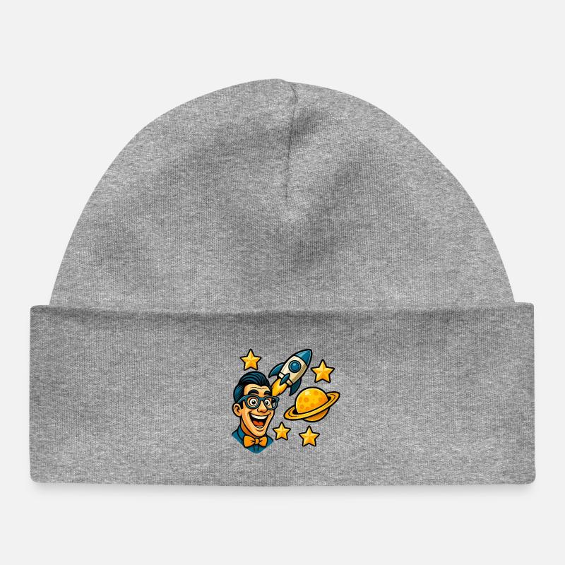 Passionné d’espace avec des lunettes - Bonnet bébé bio - gris chiné