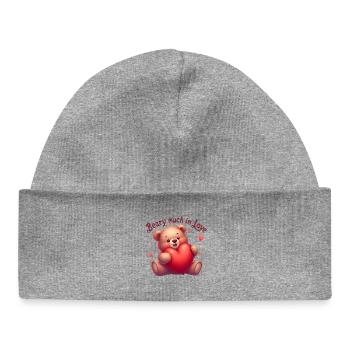 Teddybär mit Herz für Liebende - Baby Organic Mütze - Grau meliert - Vorne