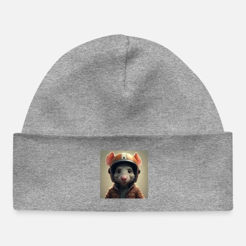 le petit rat motard - Bonnet bébé bio - gris chiné