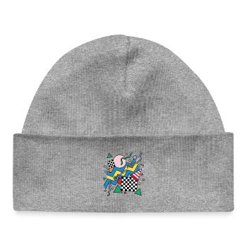 Geometric Neon Punk Pattern - Baby Organic Beanie - heather grey - Front