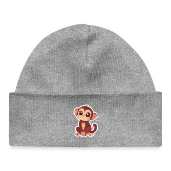 Singe mignon Singe mignon Cadeau pour les fans de singe - Bonnet bébé bio - gris chiné - Devant