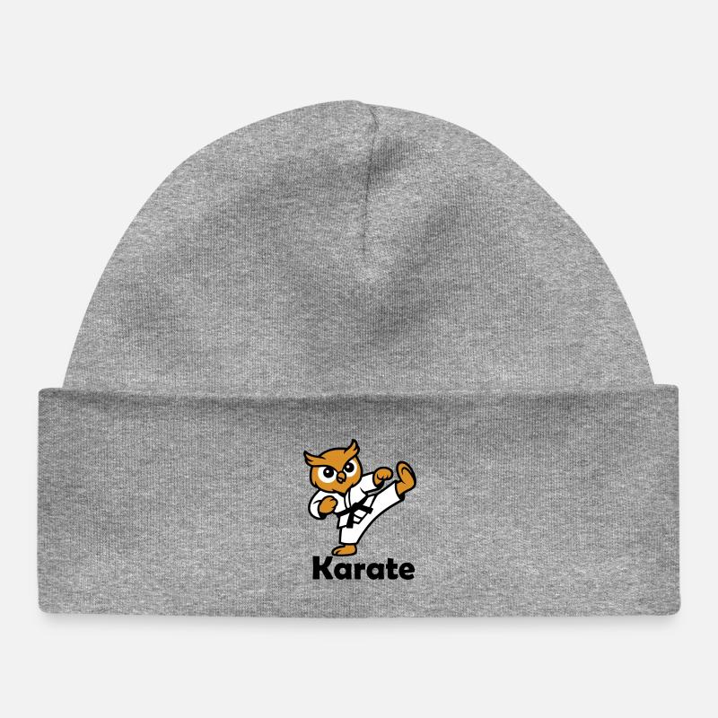 Hibou de karaté - Bonnet bébé bio - gris chiné