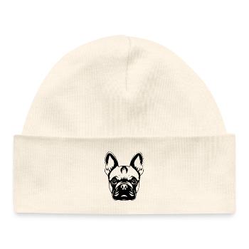 Chemise bouledogue français tête de chien bouledogues - Bonnet bébé bio - gris chiné - Devant