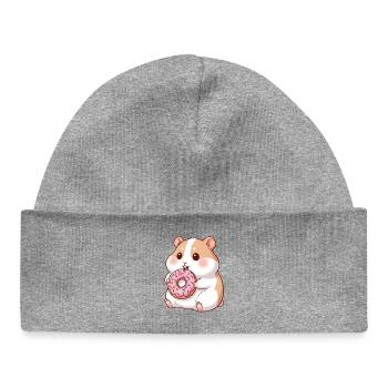 hamster mignon et cochon d’Inde dessin animé beignet - Bonnet bébé bio - gris chiné - Devant