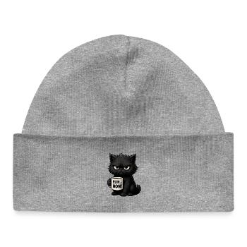 Chat Grognon Drôle Uh Nope Humour Introverti Noir - Baby Organic Beanie - heather grey - Front