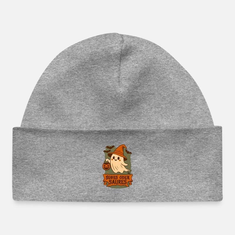 Süßes oder Saures - Gespenst - Baby Organic Mütze - Grau meliert