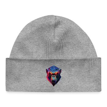 Gorille Néon Géométrique - Bonnet bébé bio - gris chiné - Devant