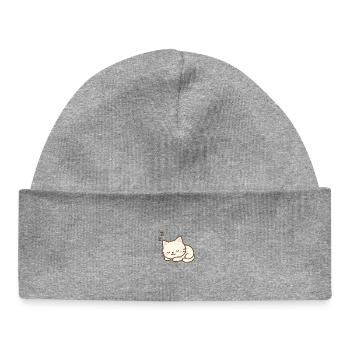 Sleepy Cat  - Baby Organic Beanie - heather grey - Front