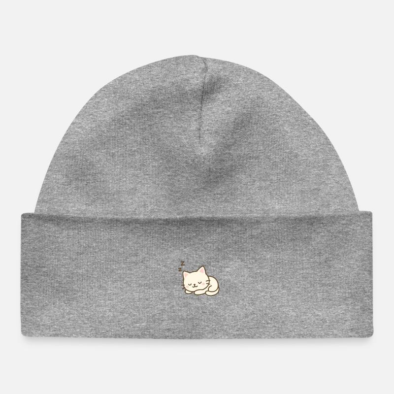 Chat endormi - Bonnet bébé bio - gris chiné