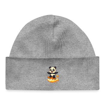 Panda Surfer dessin animé Design - Bonnet bébé bio - gris chiné - Devant