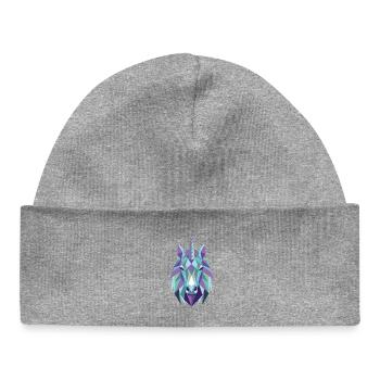 Unicorn Polygon Purple Turquoise - Baby Organic Beanie - heather grey - Front