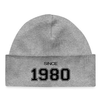 Depuis 1980 année de naissance ou d'évènement - Bonnet bébé bio - gris chiné - Devant