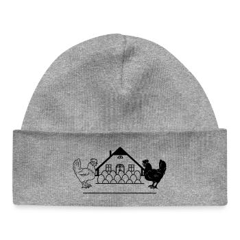 Logo monogramme de poulet foncé et clair - Bonnet bébé bio - gris chiné - Devant