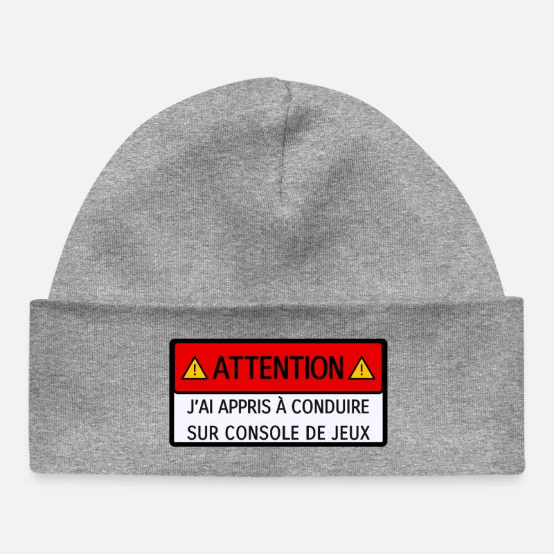 J'ai appris à conduire sur console de jeux vidéo - Bonnet bébé bio - gris chiné