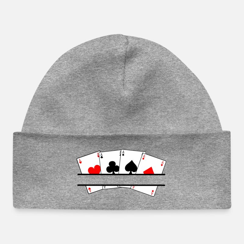 Bannière de texte à quatre as - Bonnet bébé bio - gris chiné