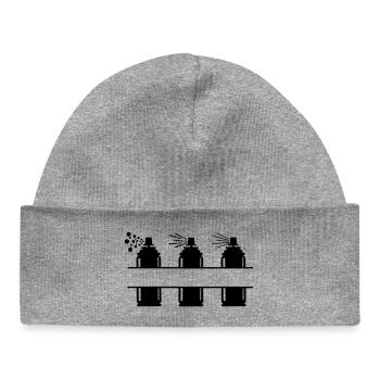 Three paint spray cans - Baby Organic Beanie - heather grey - Front