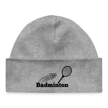 Badmintontext mit Shuttle und Schläger - Baby Organic Mütze - Grau meliert - Vorne