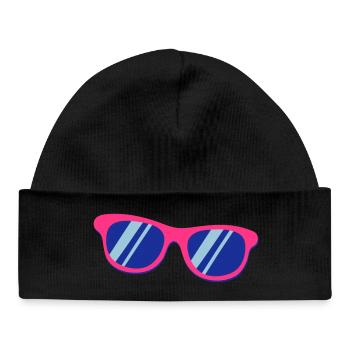 Pink Blaue Sonnenbrille Pop Art Retro - Baby Organic Mütze - Schwarz - Vorne