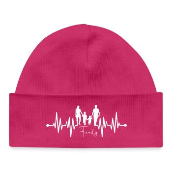 Silhouette de coeur familial avec pouls - Bonnet bébé bio - hot pink - Devant