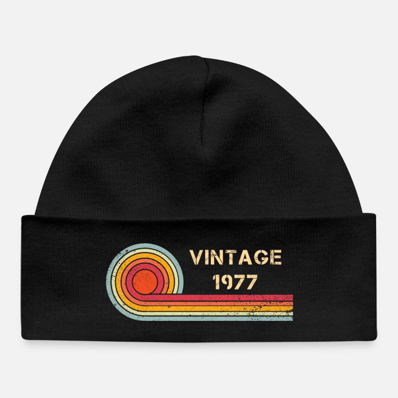 Design rétro vintage pour anniversaire 1977 - Bonnet bébé bio - noir