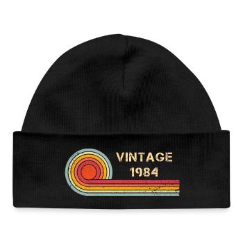 Vintage 1984 birthday retro design - Baby Organic Beanie - black - Front