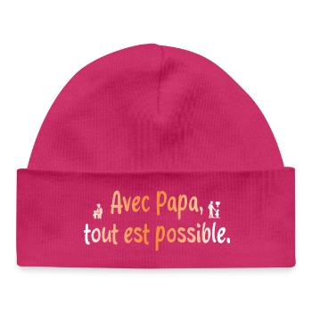 Inspirational Quote Father Child - Baby Organic Beanie - hot pink - Front