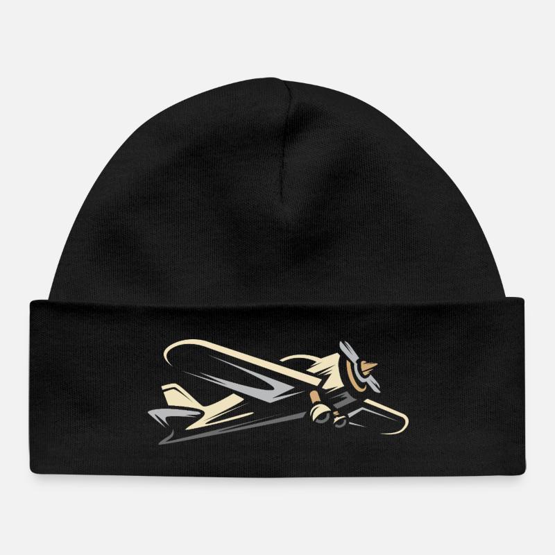 Icône du petit avion - Pilotes et icône de l’aviation - Bonnet bébé bio - noir