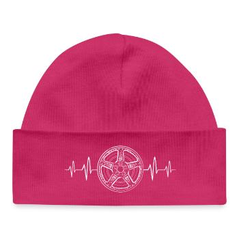 Alufelge mit Herzschlag - Tuner und Autofans - Baby Organic Mütze - hot Pink - Vorne