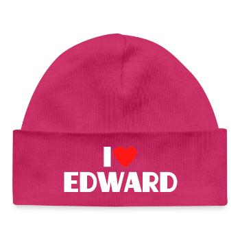 I love Edward Red Heart Romantic Name Fan - Baby Organic Beanie - hot pink - Front